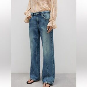 Mango Straight Jeans with Decorative Seams - 6, 28
